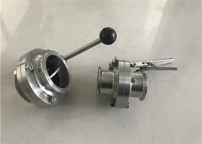 Pneumatic Type Sanitary Butterfly Valve Stainless Steel 304 316 Clamp Type Connection