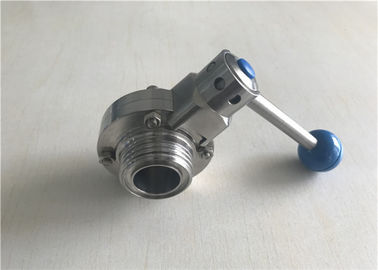 Food Industrial Sanitary Butterfly Valve SS304 / SS316 One Inch Threaded Connection