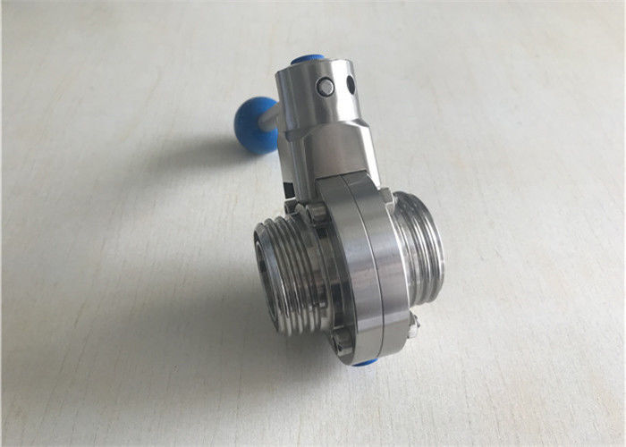 Food Industrial Sanitary Butterfly Valve SS304 / SS316 One Inch Threaded Connection